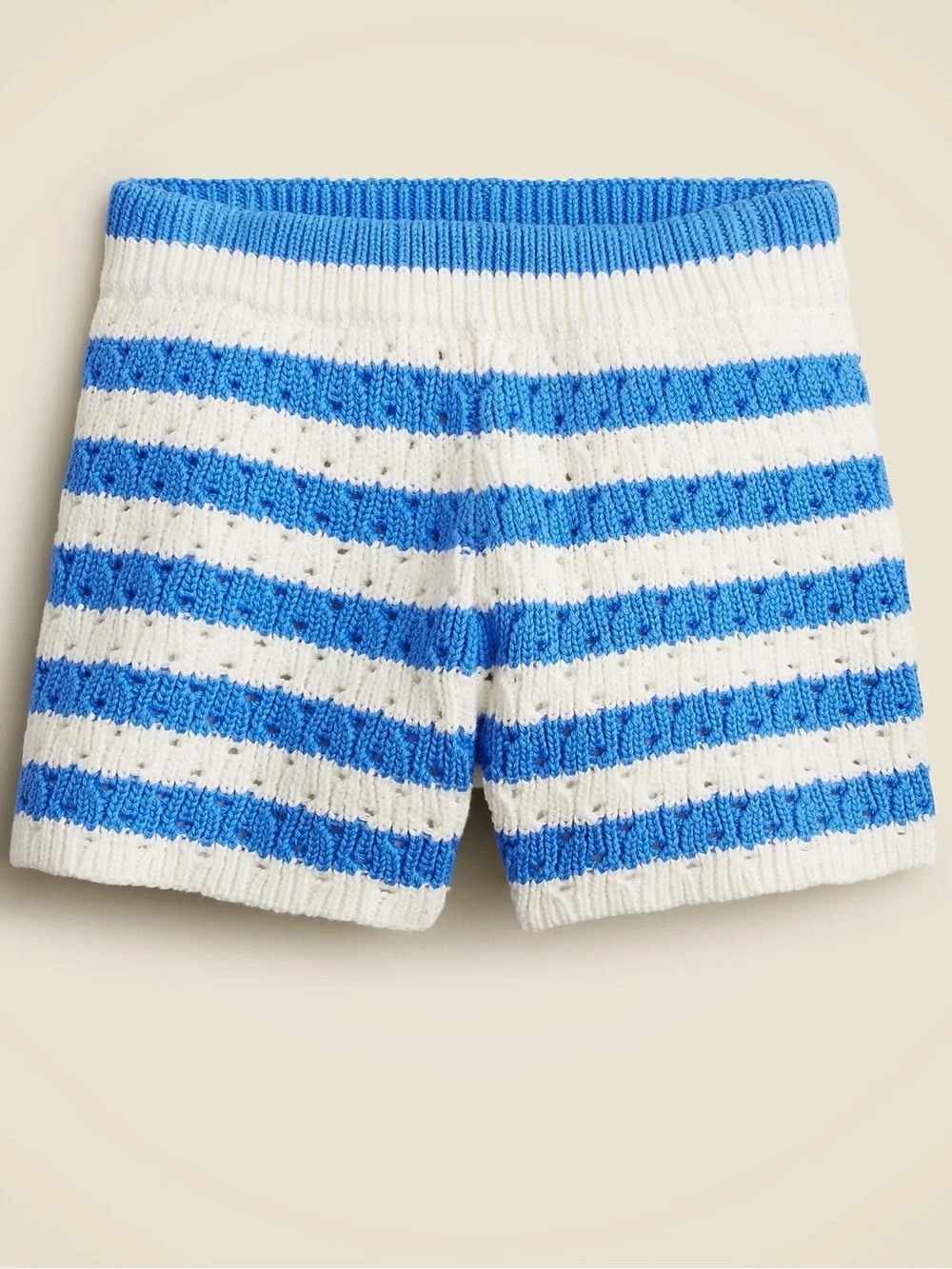 J. Crew crewcuts Girls pointelle-knit shorts Blue & White striped Small 6-7 E101